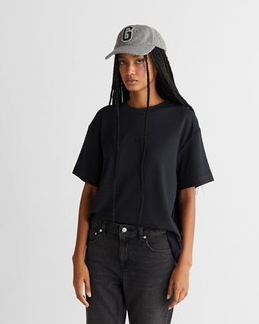  GANT Kadın Siyah Relaxed Fit T-Shirt