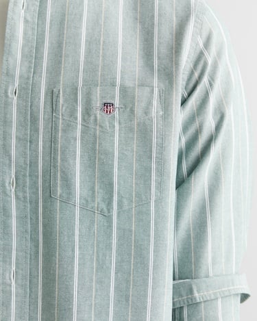 GANT Erkek Yeşil Regular Fit Düğmeli Yaka Çizgili Oxford Gömlek