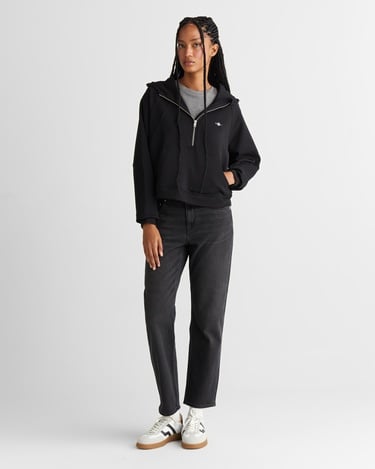  GANT Kadın Siyah Regular Fit Kapüşonlu Sweatshirt