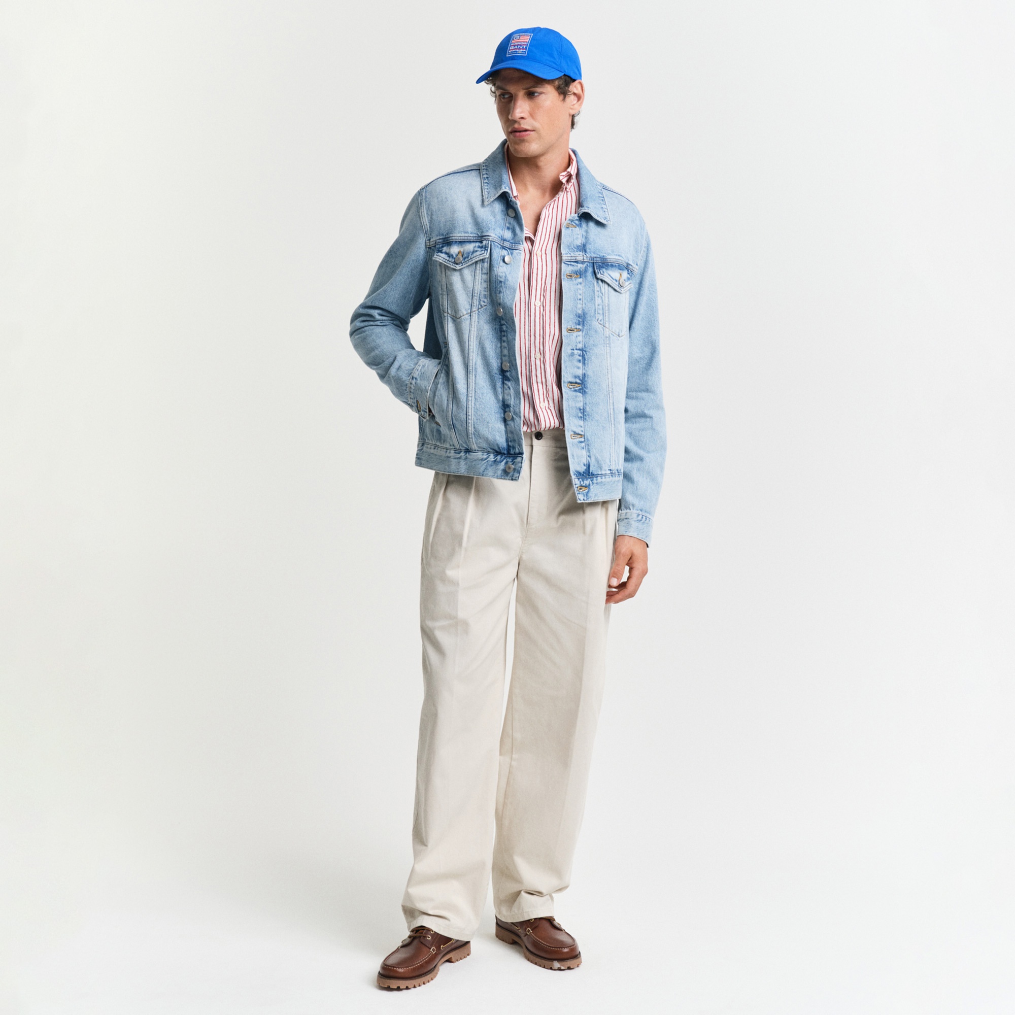 GANT Erkek Kırmızı Regular Fit Düğmeli Yaka Çizgili Gömlek