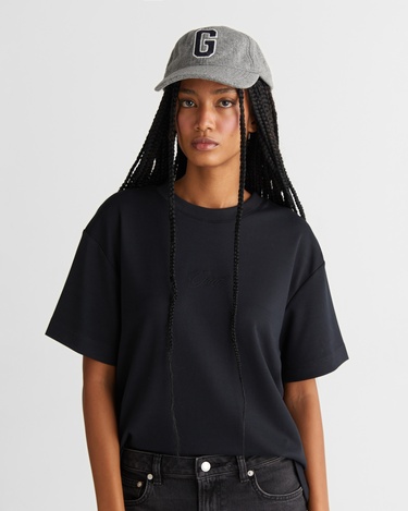  GANT Kadın Siyah Relaxed Fit T-Shirt