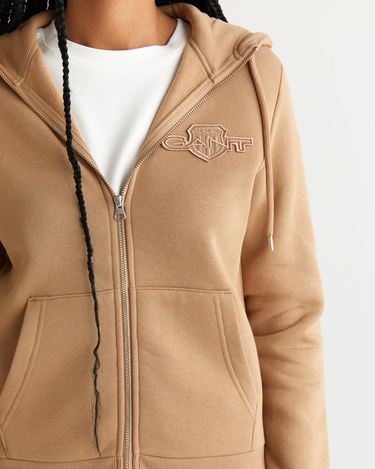  GANT Kadın Yeşil Regular Fit Kapüşonlu Fermuarlıı Sweatshirt