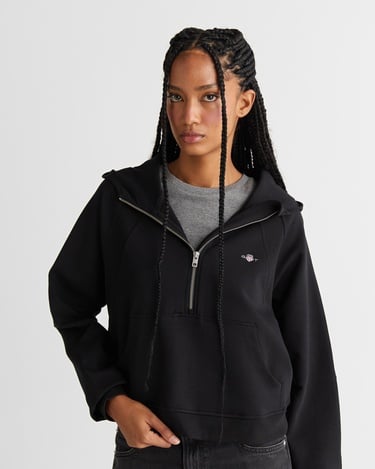  GANT Kadın Siyah Regular Fit Kapüşonlu Sweatshirt