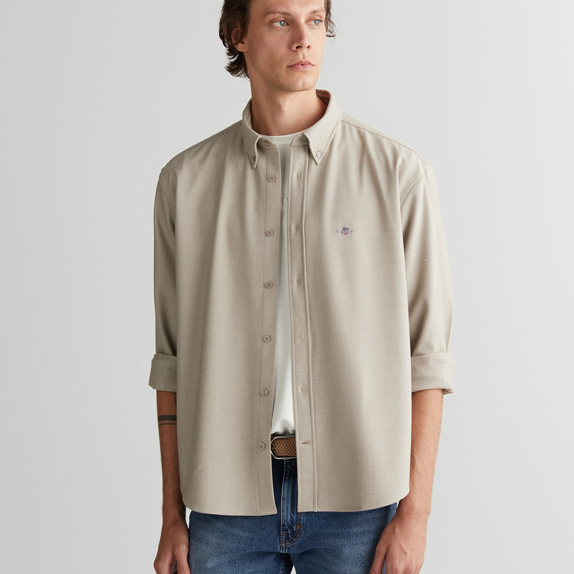 GANT Erkek Bej Relaxed Fit  Gömlek