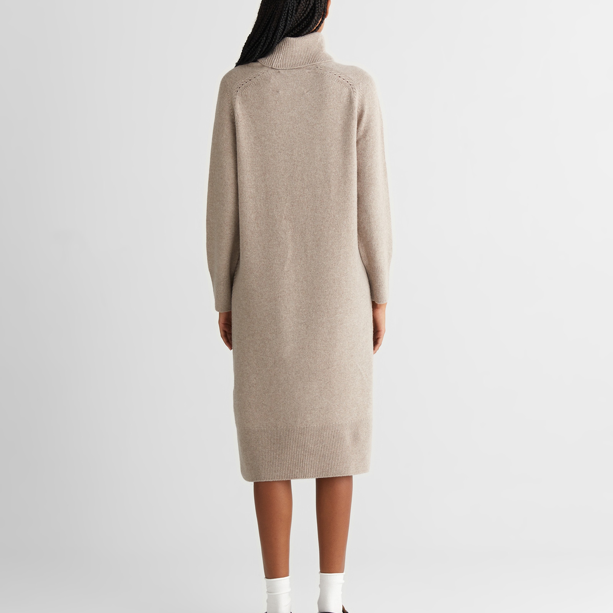 GANT Kadın Bej Relaxed Fit Boğazlı Yaka Yün Elbise