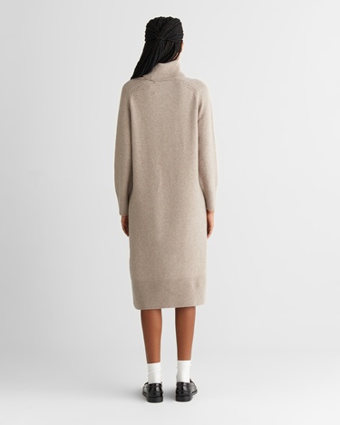  GANT Kadın Bej Relaxed Fit Boğazlı Yaka Yün Elbise