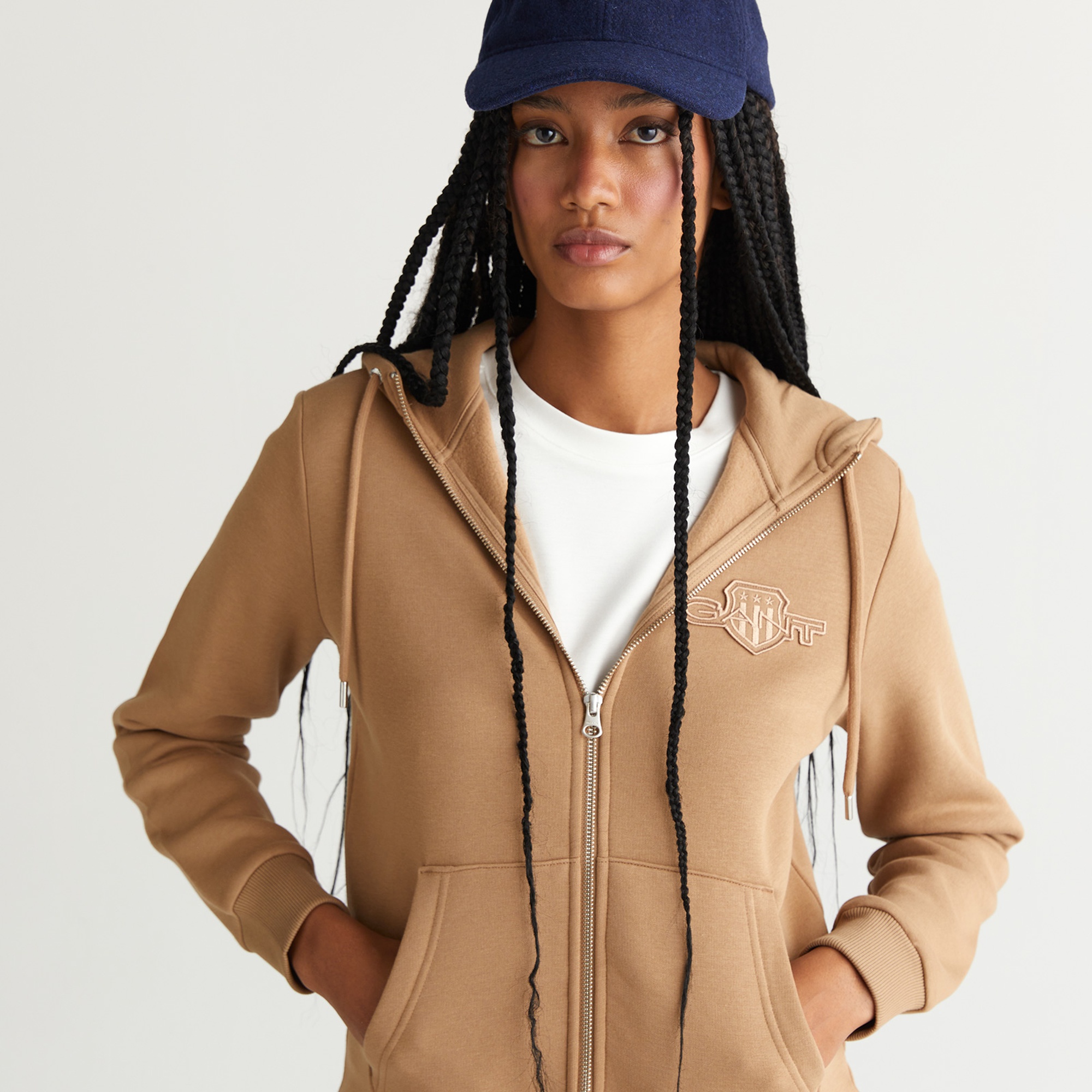 GANT Kadın Yeşil Regular Fit Kapüşonlu Fermuarlıı Sweatshirt