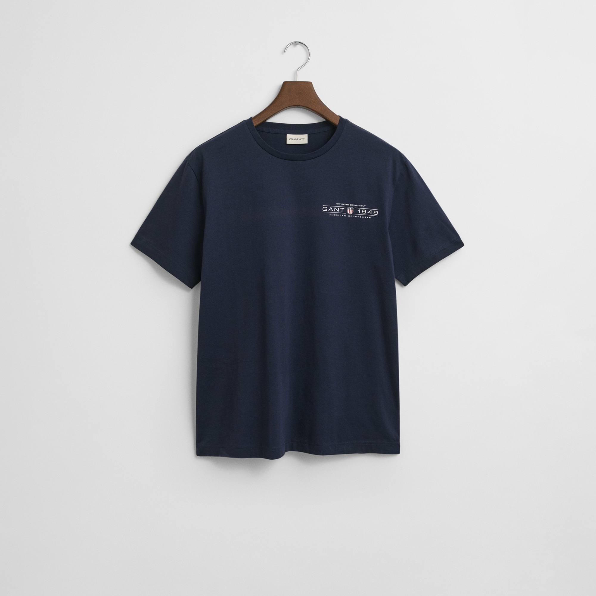 GANT Erkek Lacivert Regular Fit Bisiklet Yaka Logolu T-Shirt