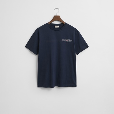  GANT Erkek Lacivert Regular Fit Bisiklet Yaka Logolu T-Shirt