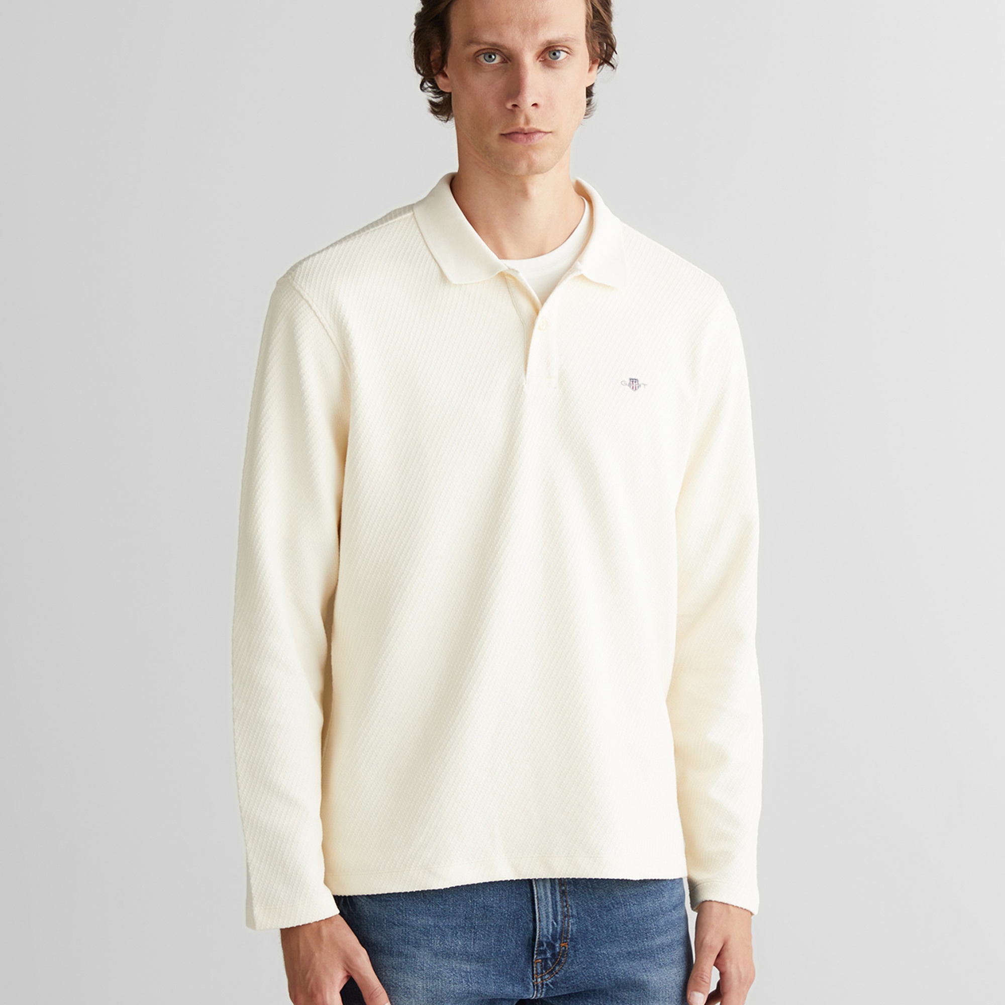 GANT Erkek Krem Relaxed Fit T-Shirt