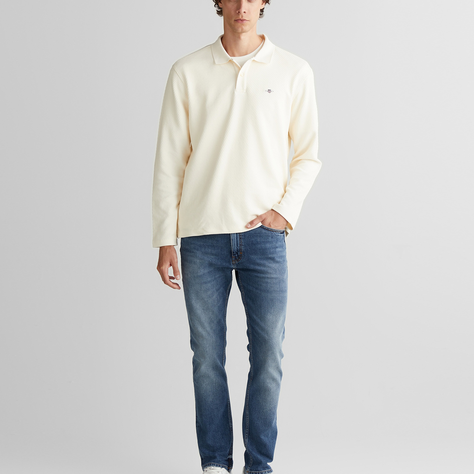 GANT Erkek Krem Relaxed Fit T-Shirt