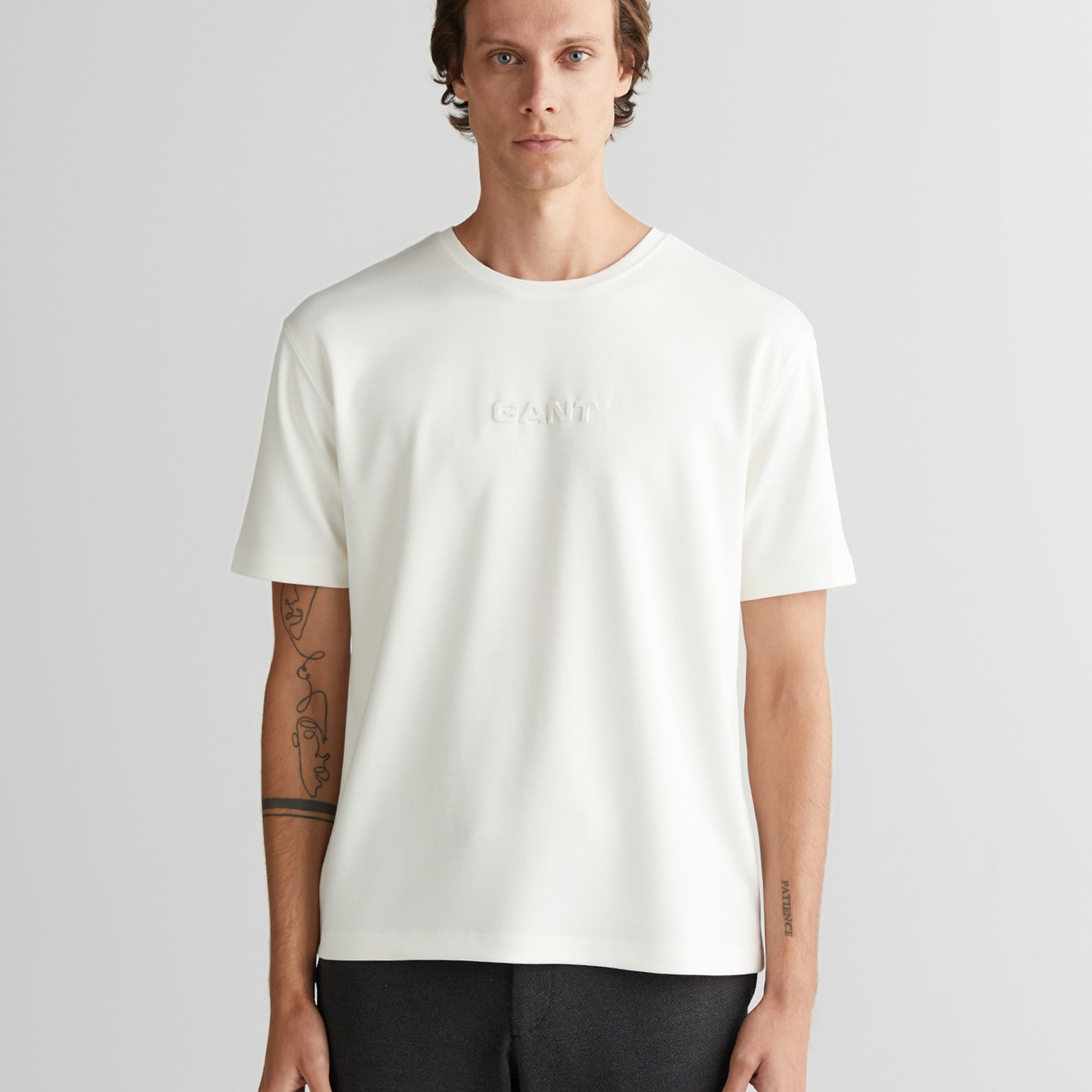 GANT Erkek Beyaz Bisiklet Yaka T-Shirt