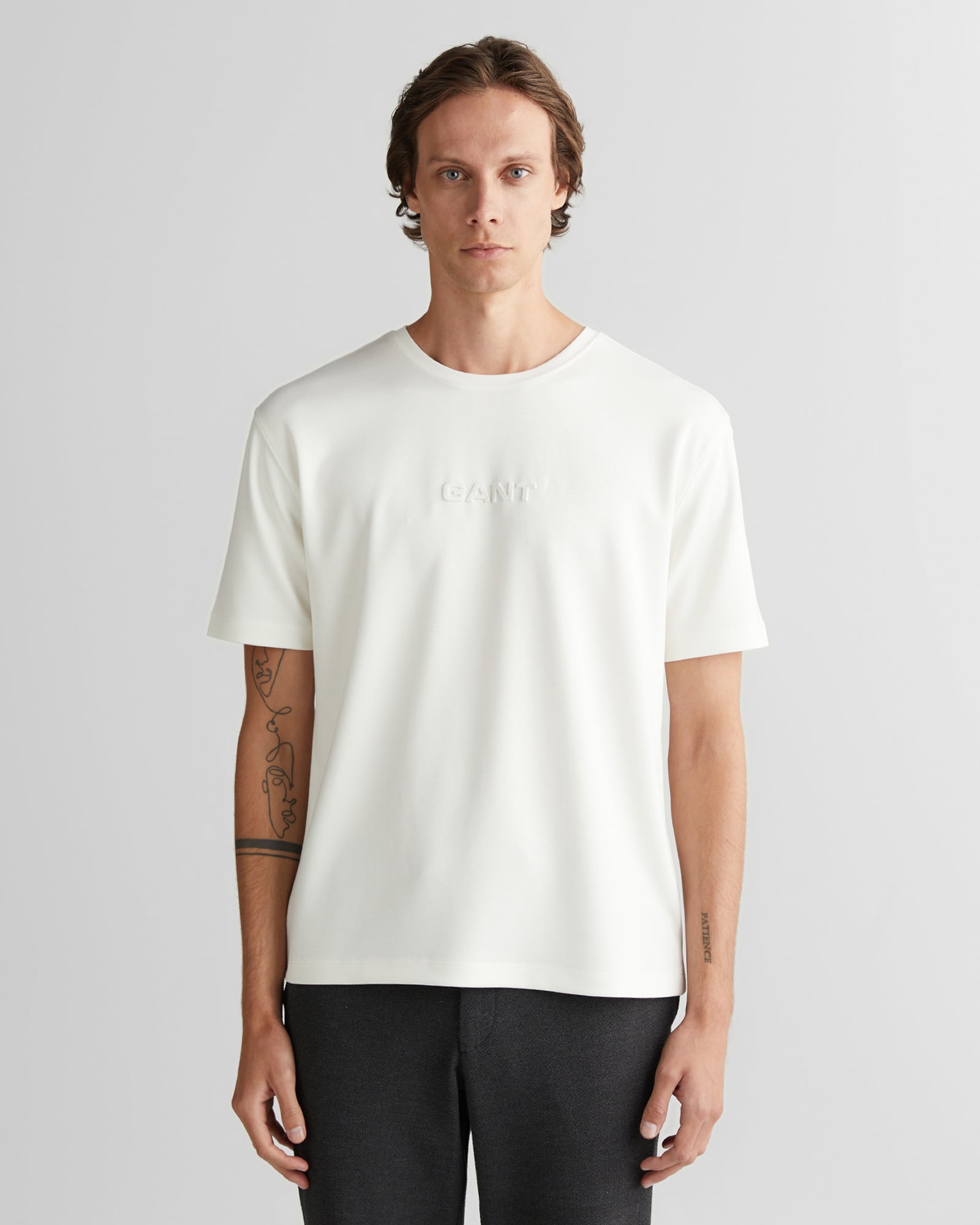  GANT Erkek Beyaz Bisiklet Yaka T-Shirt