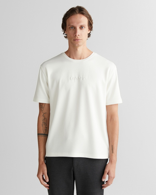  GANT Erkek Beyaz Bisiklet Yaka T-Shirt