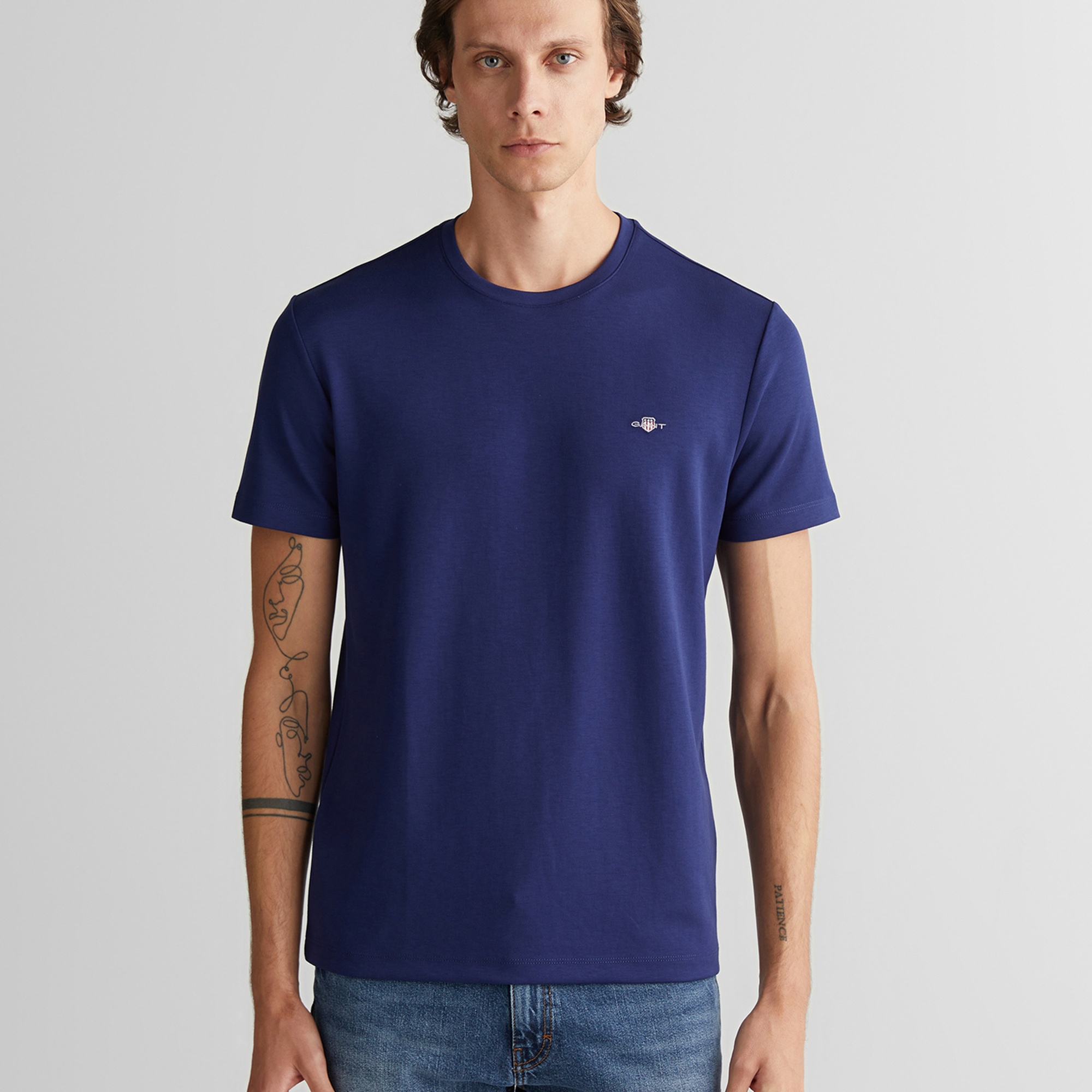 GANT Erkek Lacivert Relaxed Fit Bisiklet Yaka T-Shirt