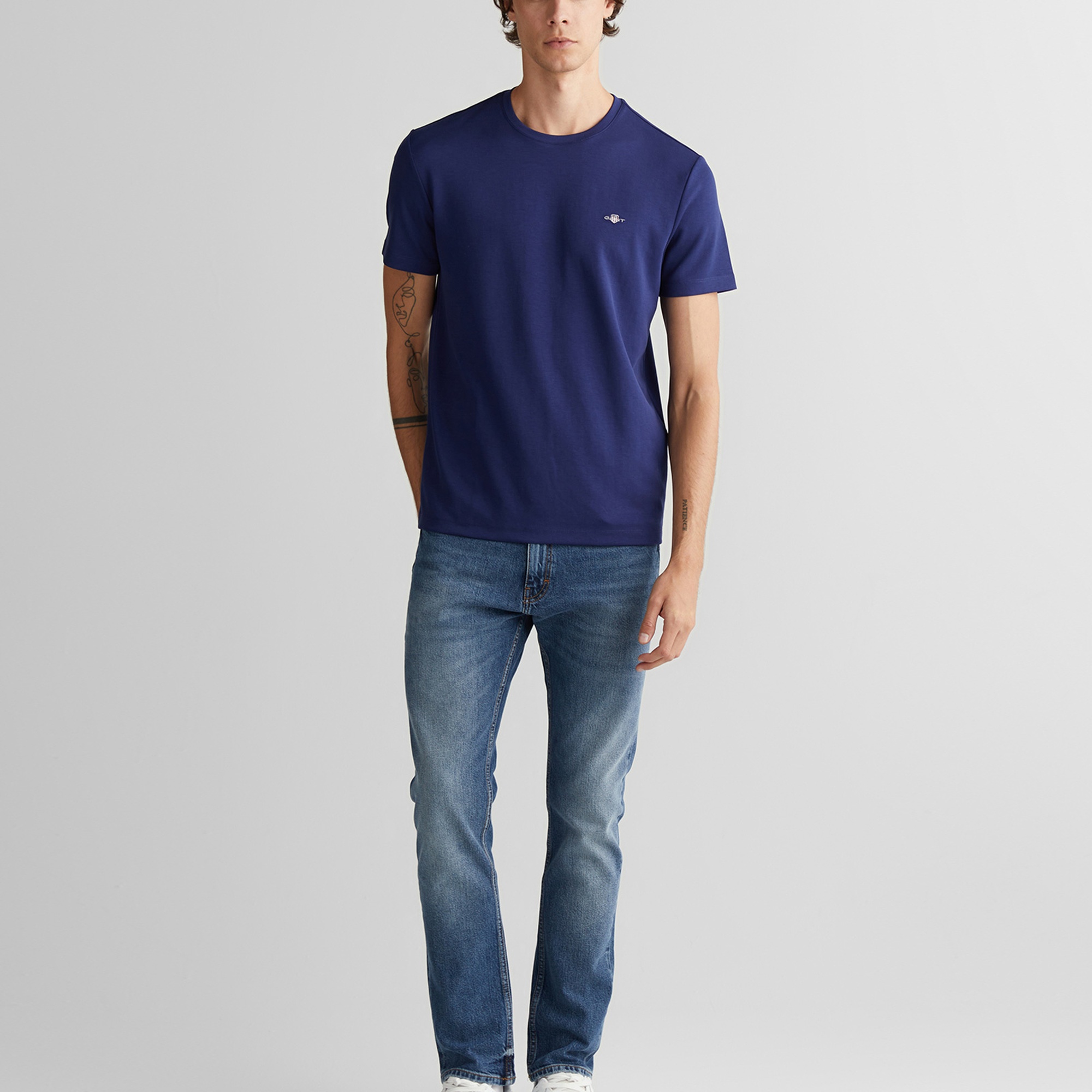 GANT Erkek Lacivert Relaxed Fit Bisiklet Yaka T-Shirt