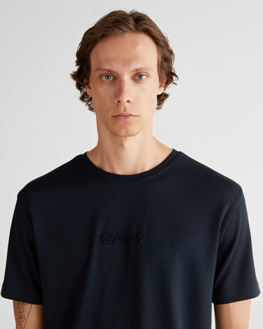  GANT Erkek Siyah Bisiklet Yaka T-Shirt