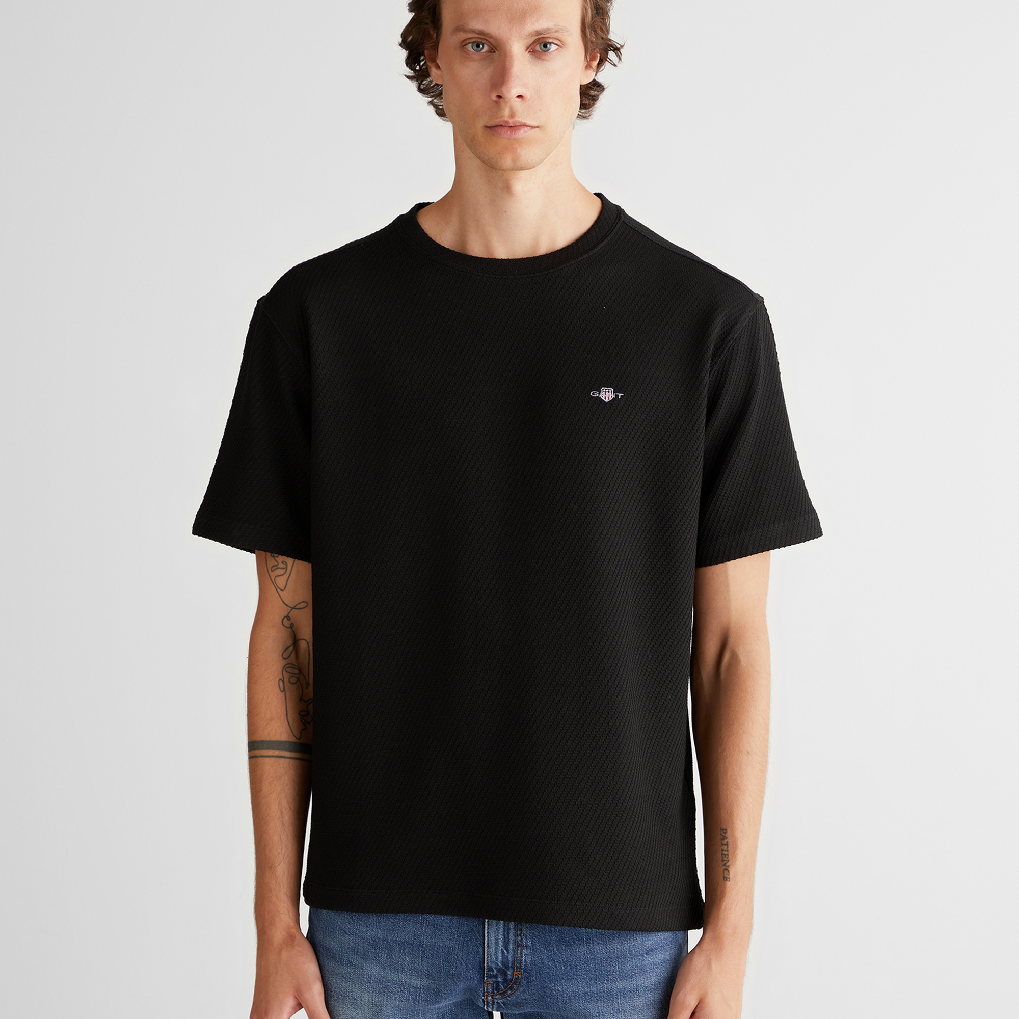GANT Erkek Siyah Relaxed Fit T-Shirt