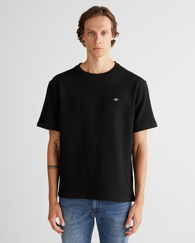  GANT Erkek Siyah Relaxed Fit T-Shirt