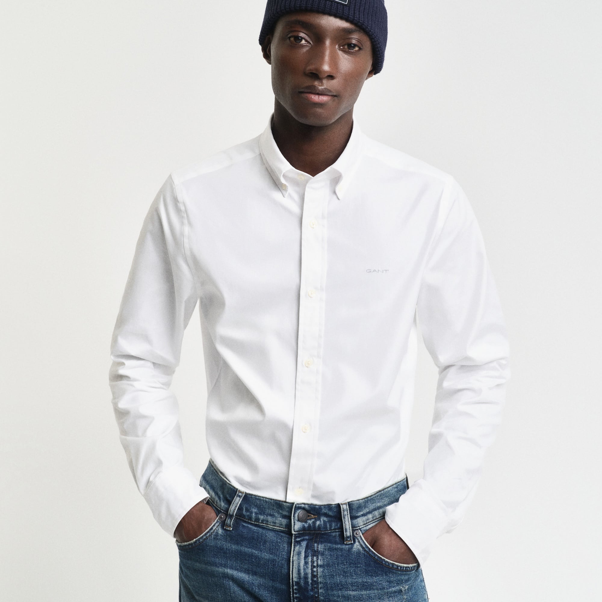 GANT Erkek Siyah Regular Fit Düğmeli Yaka Oxford Gömlek