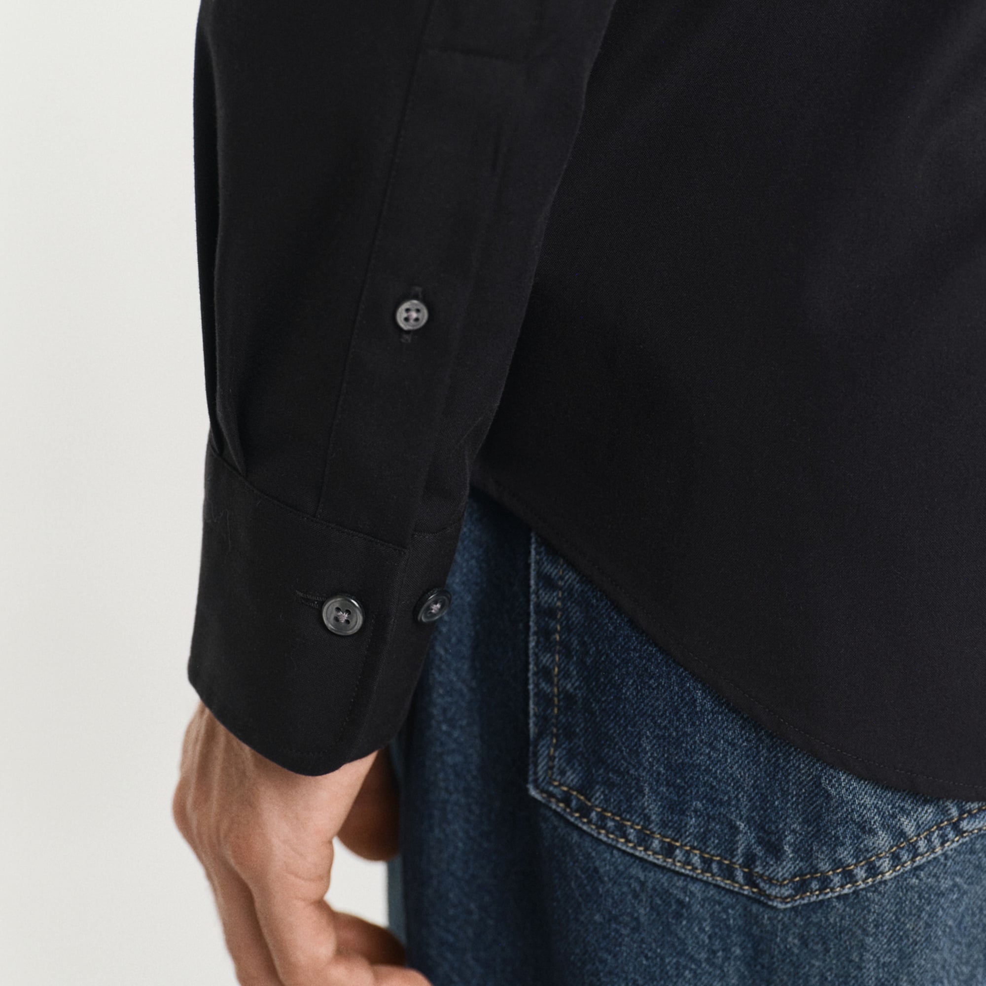 GANT Erkek Siyah Regular Fit Düğmeli Yaka Oxford Gömlek