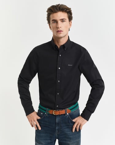  GANT Erkek Siyah Regular Fit Düğmeli Yaka Oxford Gömlek