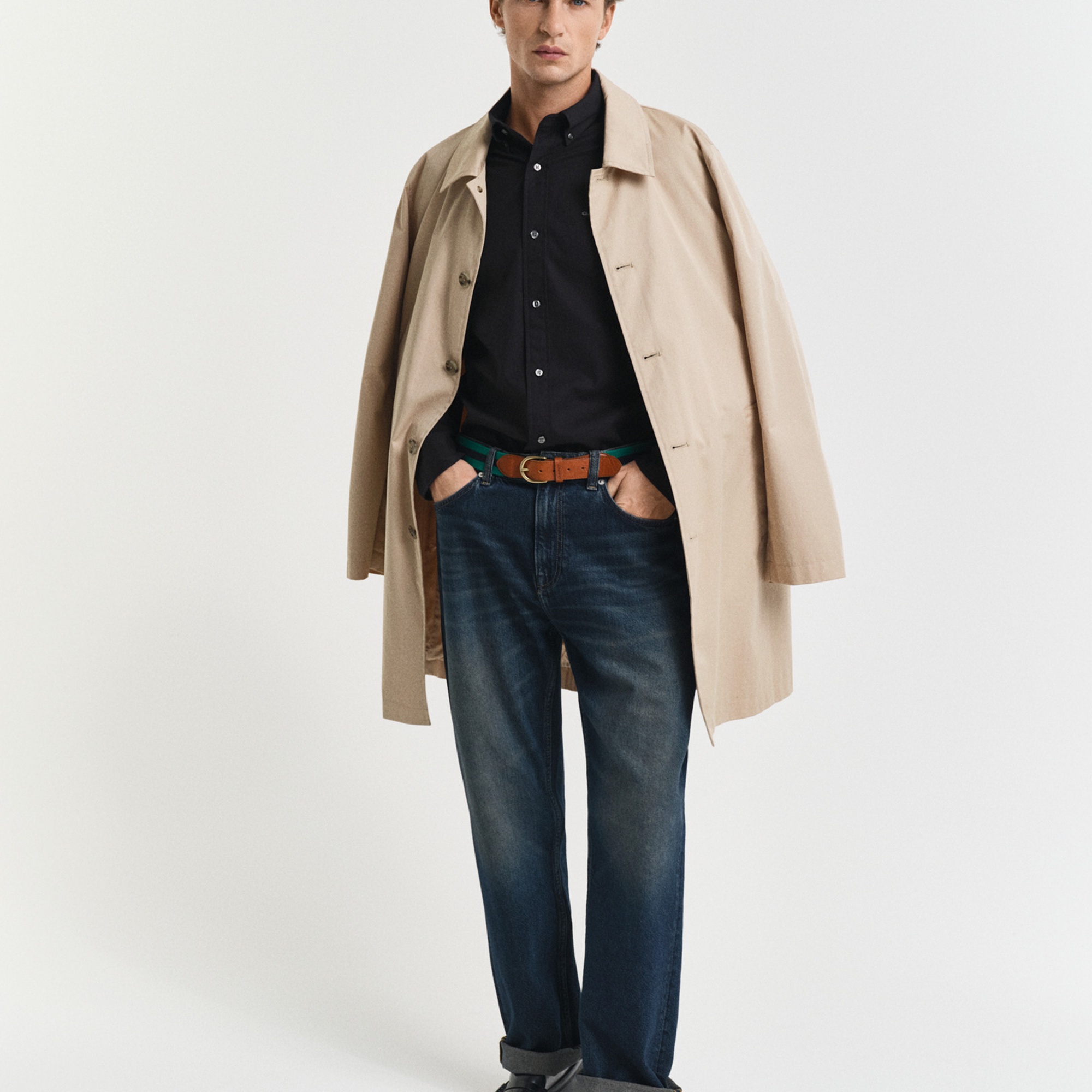 GANT Erkek Siyah Regular Fit Düğmeli Yaka Oxford Gömlek