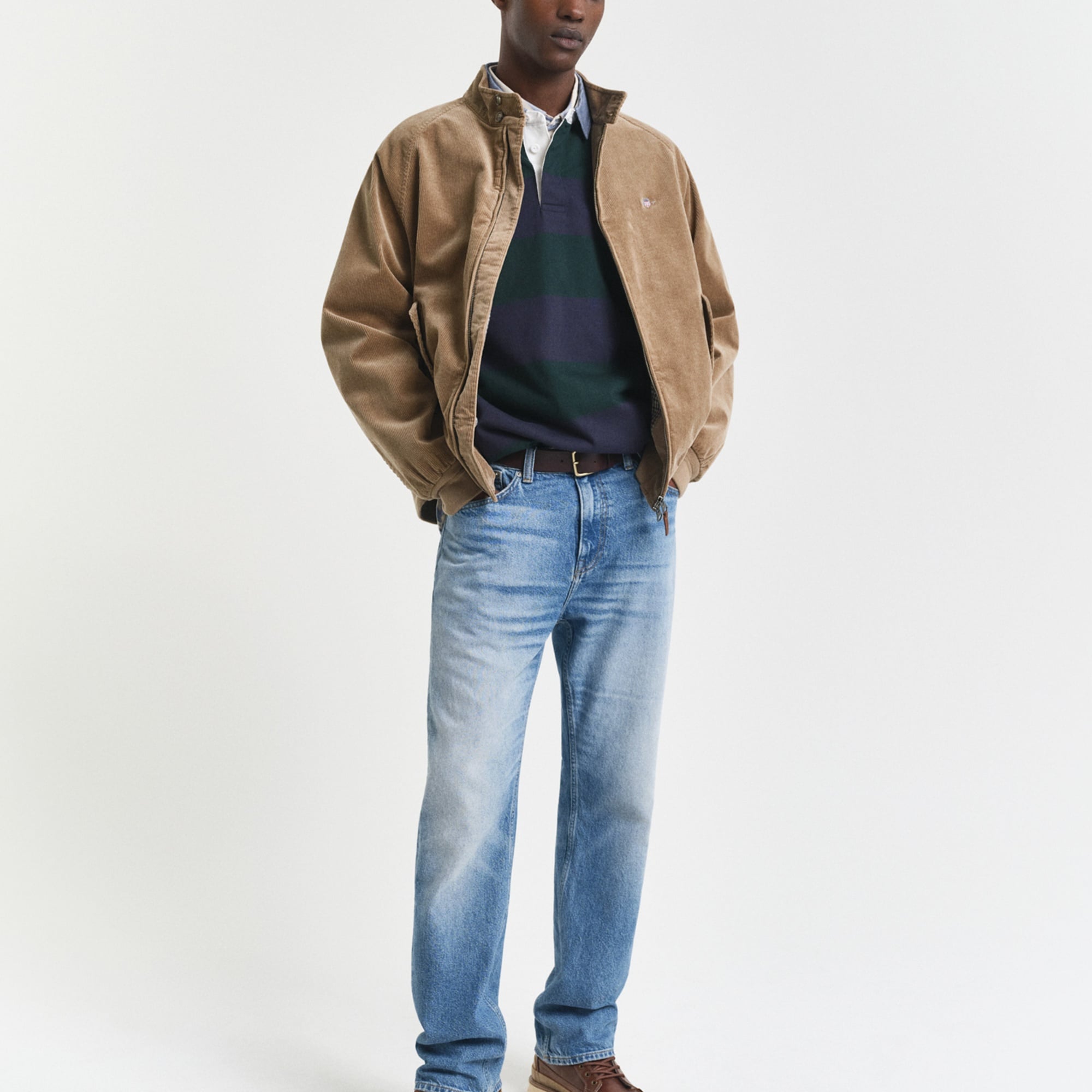 GANT Erkek Yeşil Regular Fit Uzun Kollu Çizgili Rugby T-Shirt