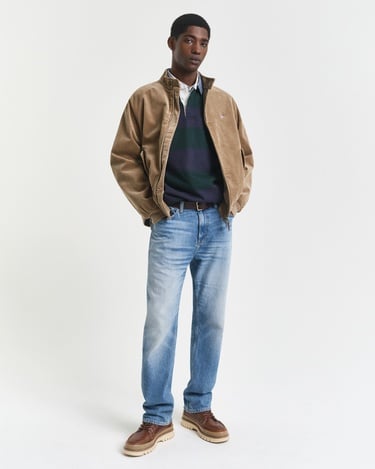  GANT Erkek Yeşil Regular Fit Uzun Kollu Çizgili Rugby T-Shirt