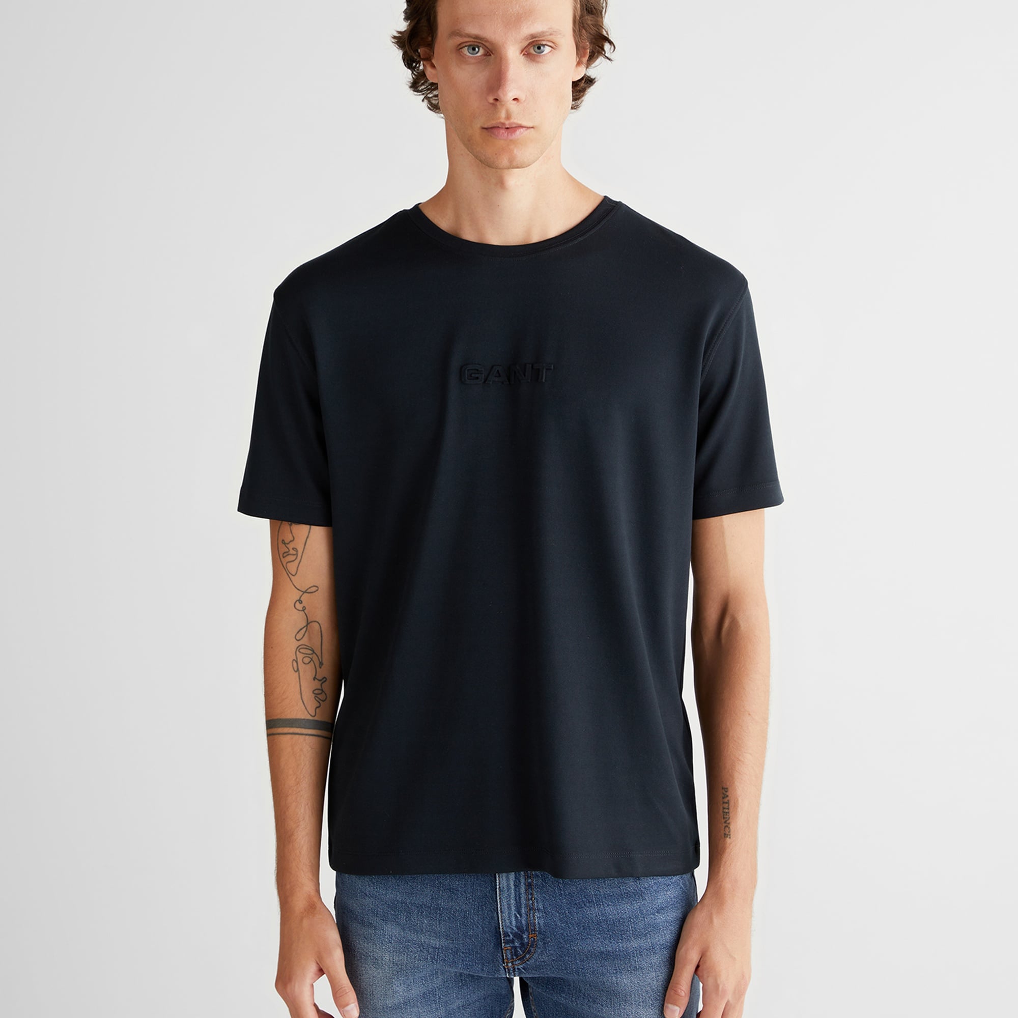 GANT Erkek Siyah Bisiklet Yaka T-Shirt