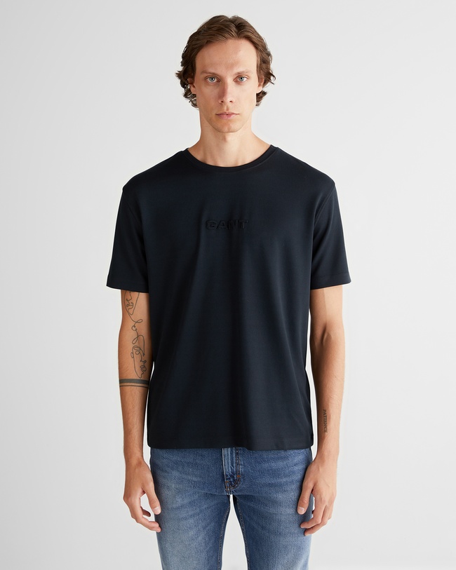  GANT Erkek Siyah Bisiklet Yaka T-Shirt