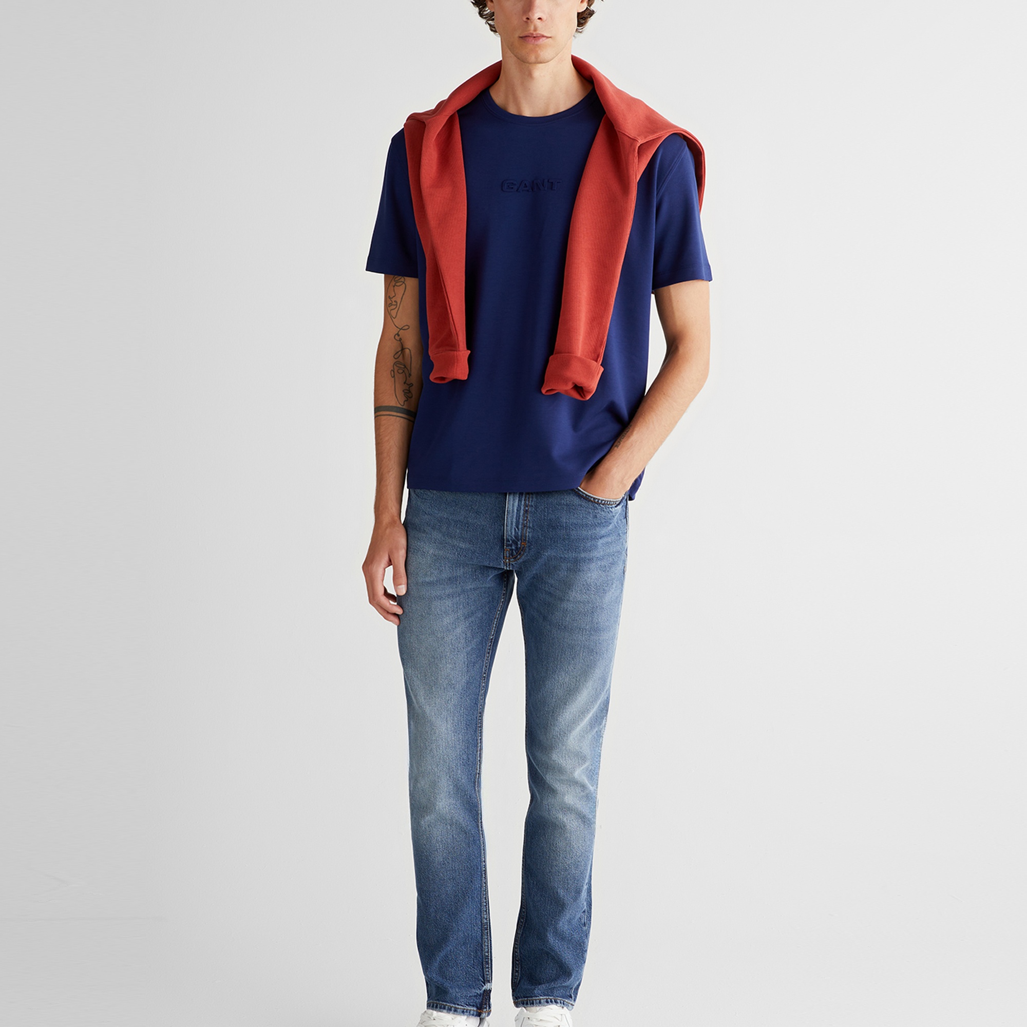 GANT Erkek Mavi Relaxed Fit T-Shirt