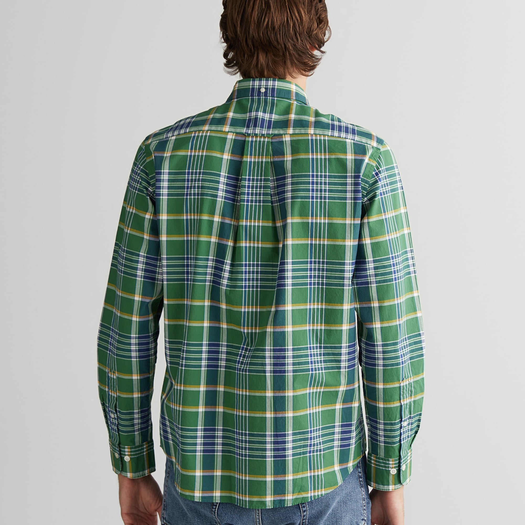 GANT Erkek Yeşil Regular Fit Düğmeli Yaka Çizgili Gömlek