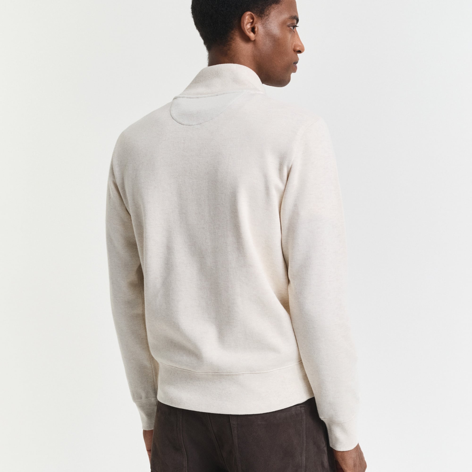 GANT Erkek Krem Regular Fit Yarım Fermuarlı Sweatshirt