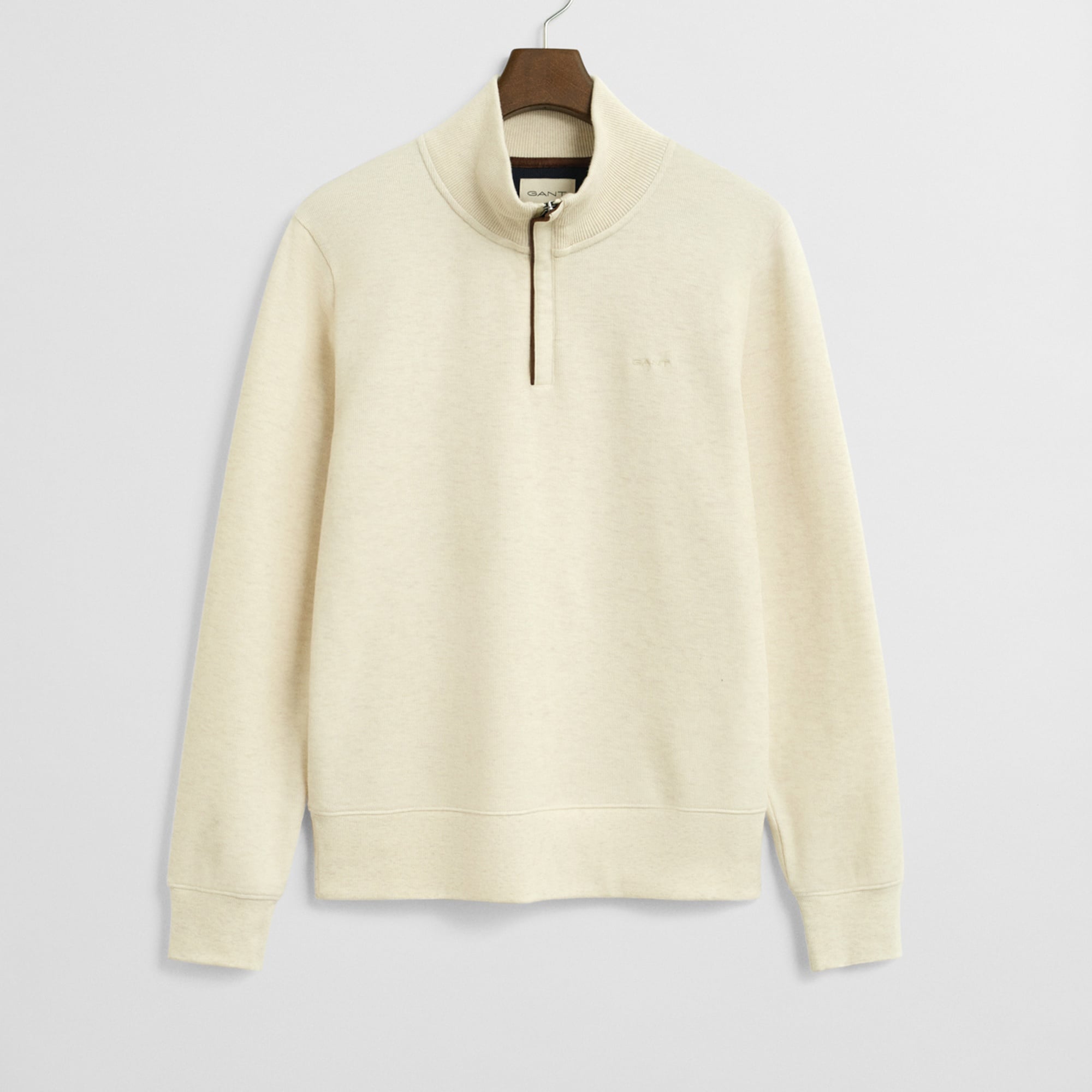 GANT Erkek Krem Regular Fit Yarım Fermuarlı Sweatshirt