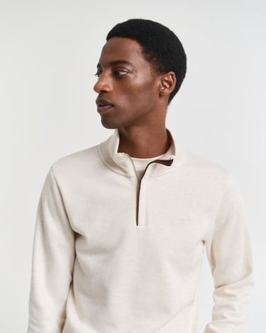  GANT Erkek Krem Regular Fit Yarım Fermuarlı Sweatshirt