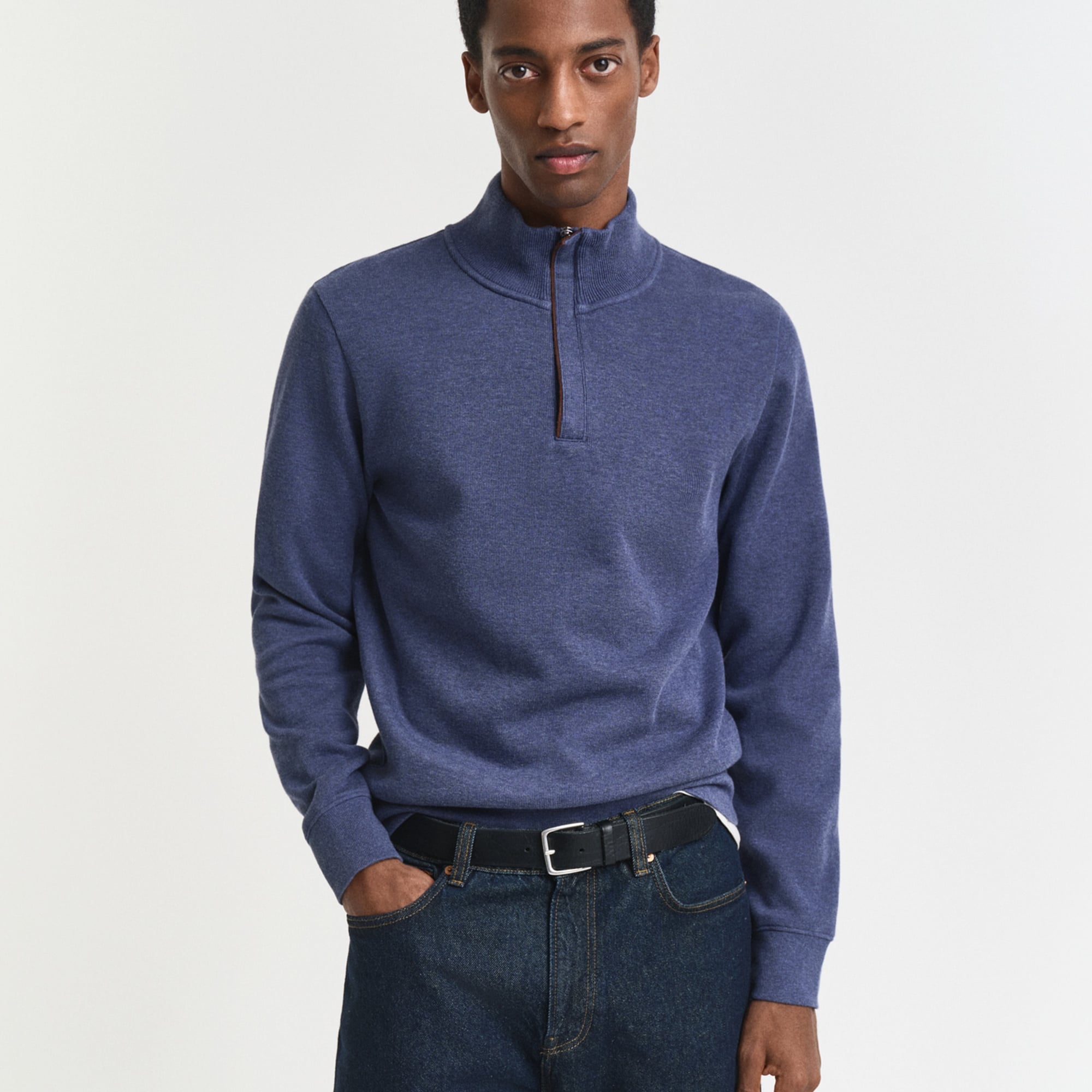 GANT Erkek Mavi Regular Fit Yarım Fermuarlı Sweatshirt