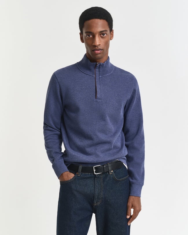  GANT Erkek Mavi Regular Fit Yarım Fermuarlı Sweatshirt