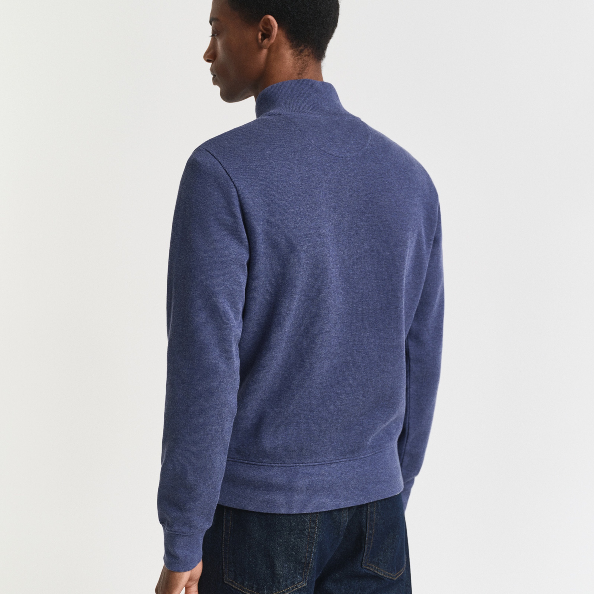 GANT Erkek Mavi Regular Fit Yarım Fermuarlı Sweatshirt