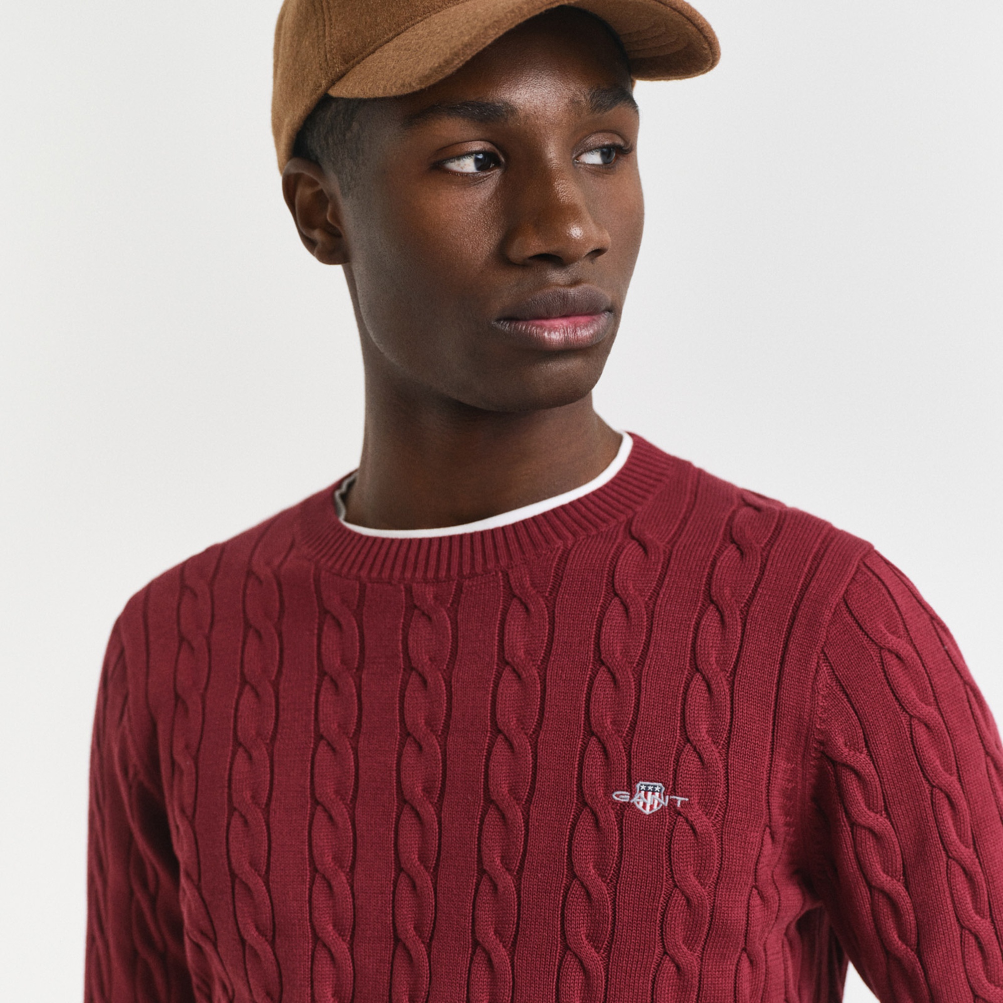 GANT Erkek Bordo Regular Fit Bisiklet Yaka Örgü Kazak