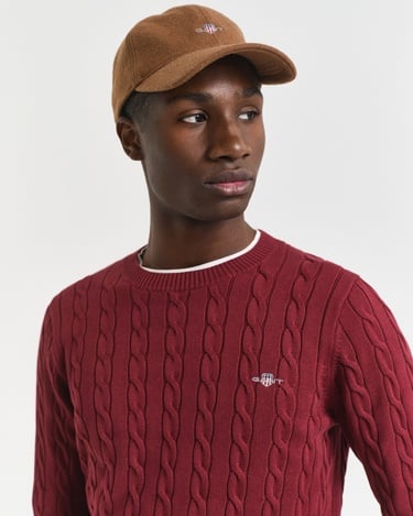  GANT Erkek Bordo Regular Fit Bisiklet Yaka Örgü Kazak