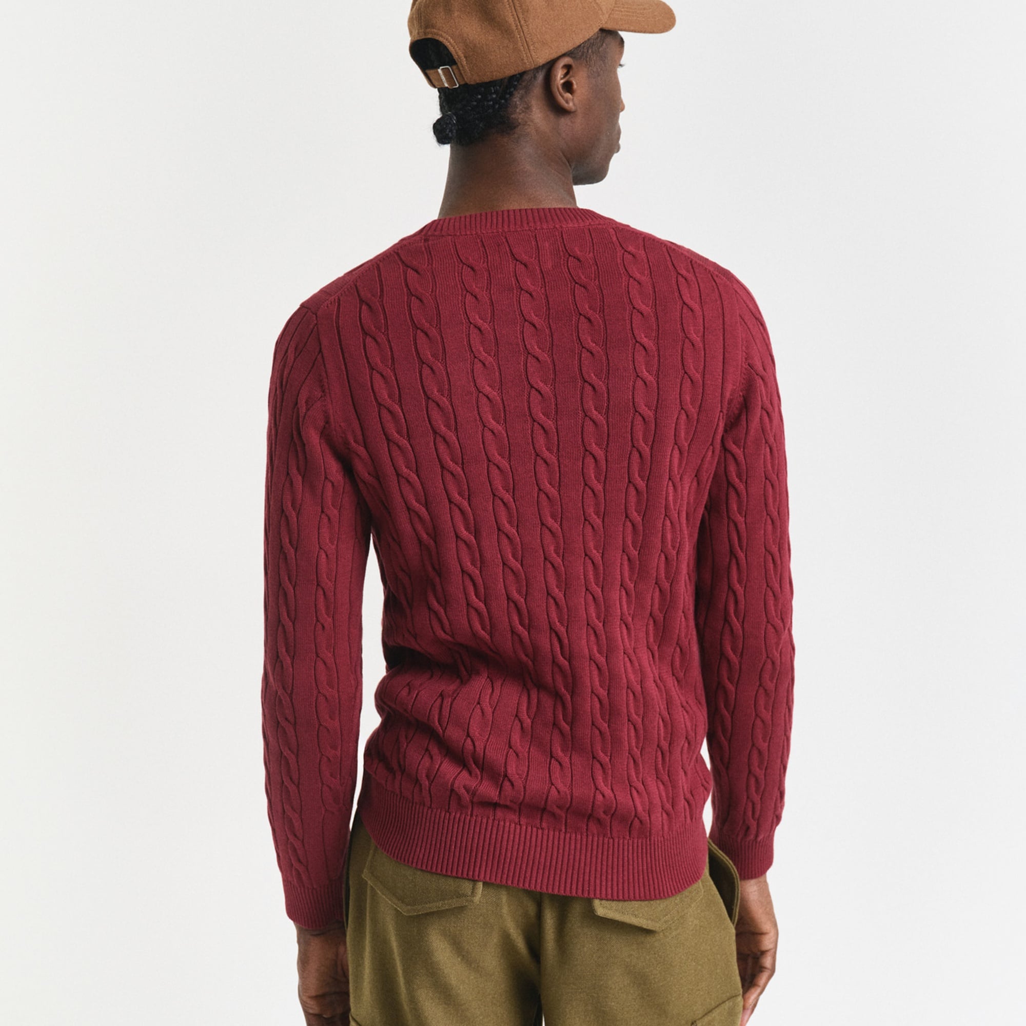 GANT Erkek Bordo Regular Fit Bisiklet Yaka Örgü Kazak