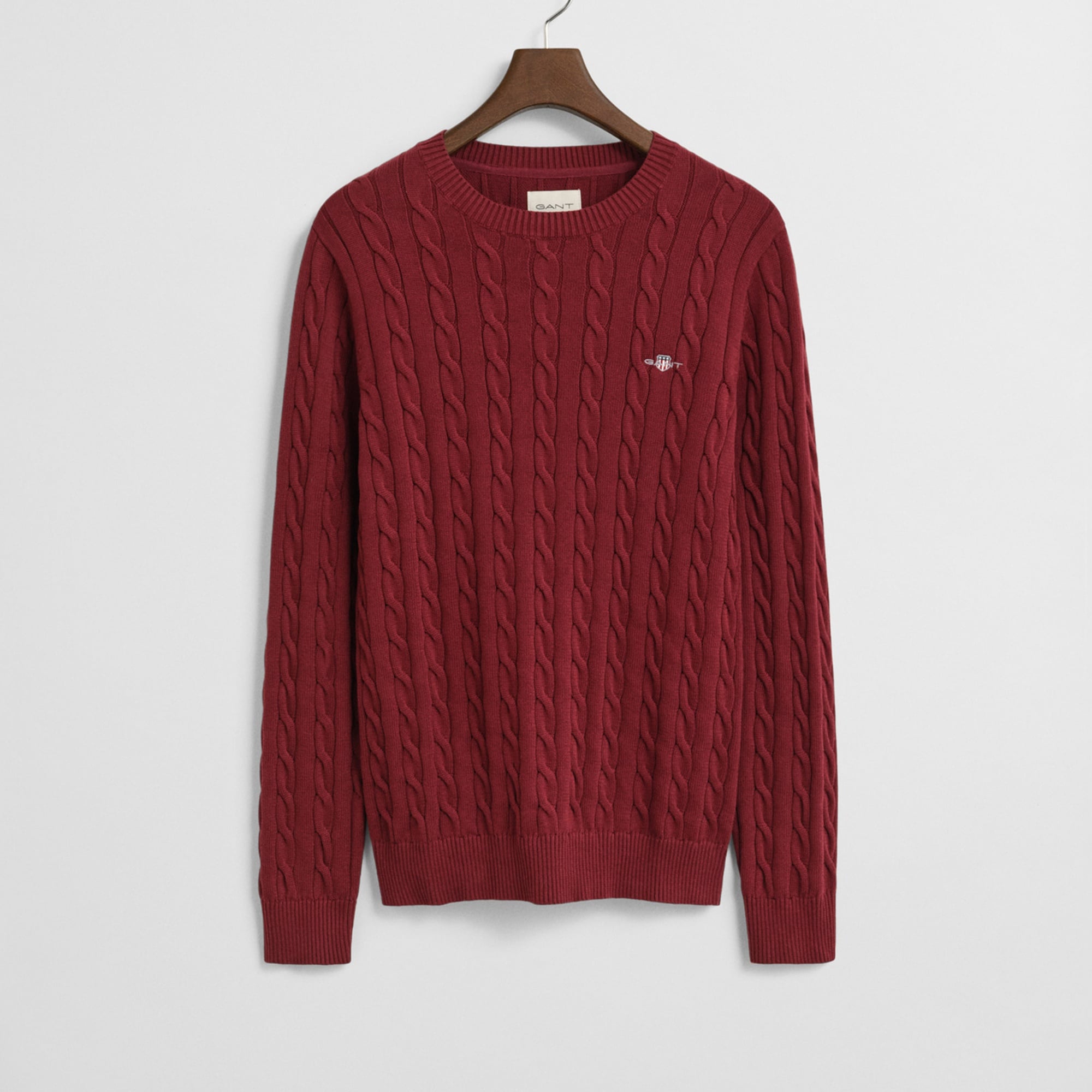 GANT Erkek Bordo Regular Fit Bisiklet Yaka Örgü Kazak