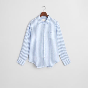  GANT Kadın Mavi Relaxed Fit Klasik Yaka Çizgili Gömlek