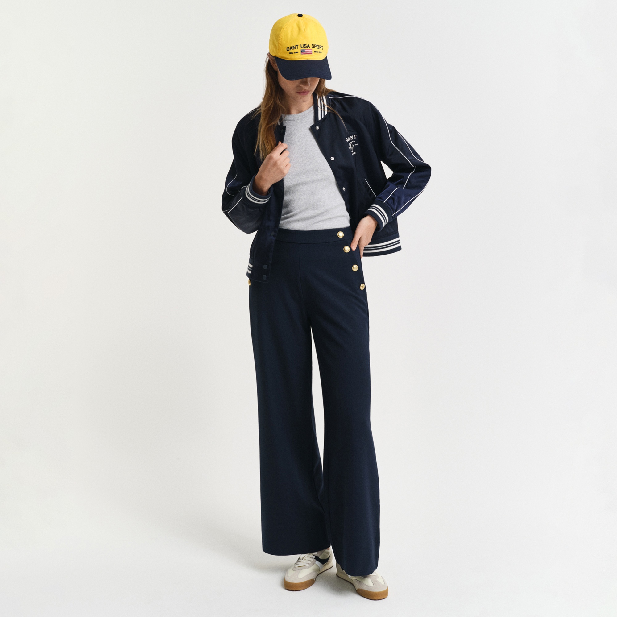 GANT Kadın Lacivert Straight Fit Pantolon