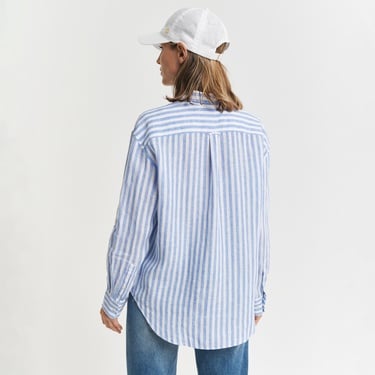  GANT Kadın Mavi Relaxed Fit Klasik Yaka Çizgili Gömlek