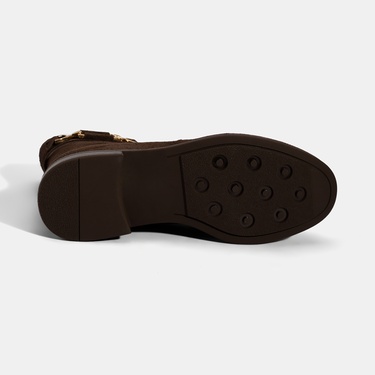  Kadın Kahve Metal Aksesuarlı Süet Bot