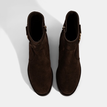  Kadın Kahve Metal Aksesuarlı Süet Bot