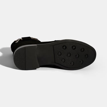  Kadın Siyah Metal Aksesuarlı Süet Bot