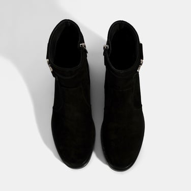  Kadın Siyah Metal Aksesuarlı Süet Bot